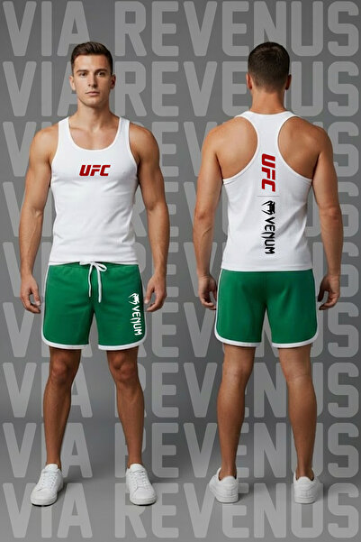 Vordevia طقم شورت رياضي رجالي مطبوع عليه UFC وقماش جيرسي خاص بتصميم ريترو فارستي