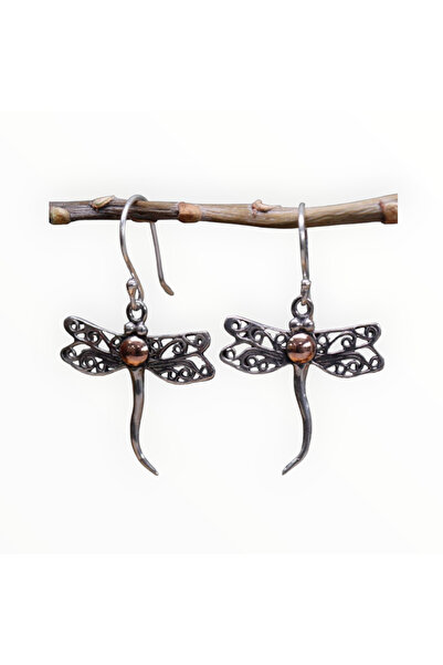 OEMS Silver and 18K Gold Dragonfly Earrings, AWGifts