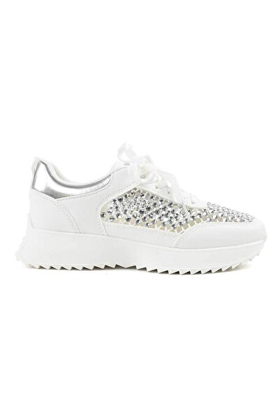 Tmall Women's Sports Shoes,With Mesh and Rhinestones, D1468, White