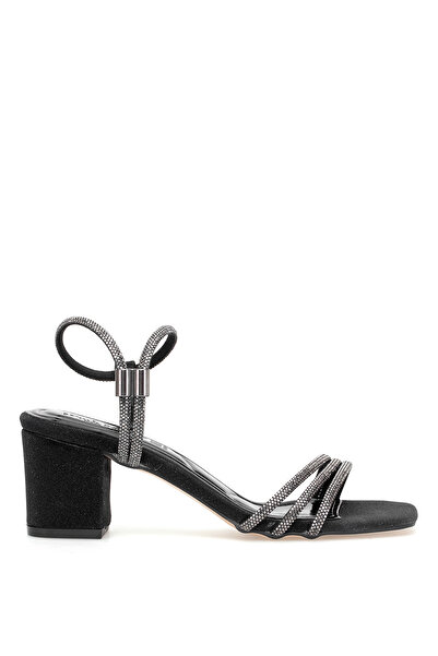 Ayakkabı Fuarı Elit Pm309 K647-4 Women's Stoned Classic Heeled Shoes Black