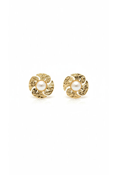 GLİTHE.CO Steel Pearl Detailed Propeller Earrings