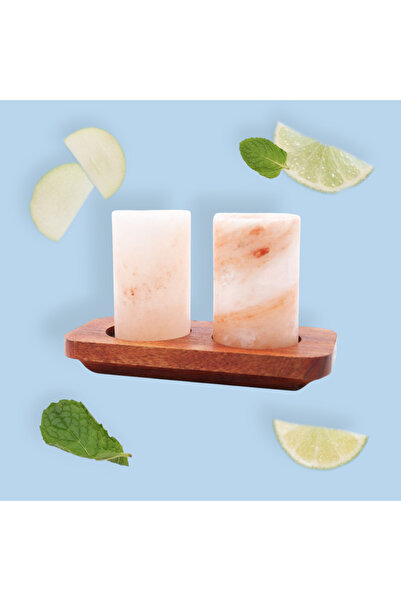 OEMS Set of 2 Himalayan Salt Glasses on a Serving Tray