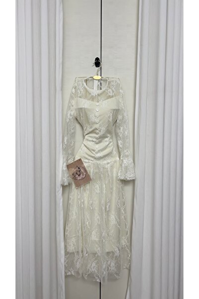 CONTENU فستان ناعم ميد دانتيل