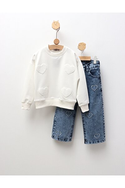 MiniKids Blouse+Jeans set, For Hearts, white 146 (10-11 years)