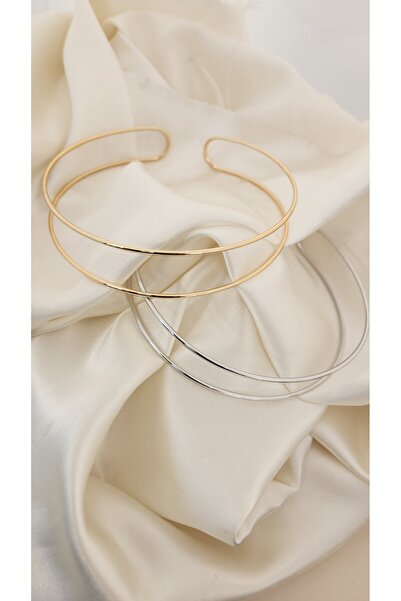 GLİTHE.CO Women's Gold Design Double Row Wire Choker