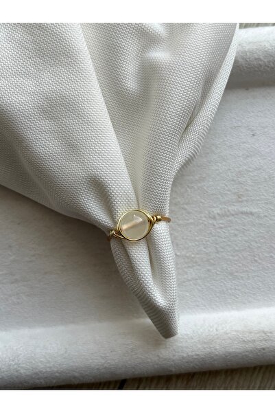 Pel Design 8 mm Selenite Stone Adjustable Wire Ring Handmade