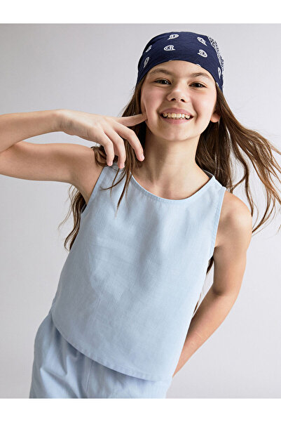 LC Waikiki Bluză albastră pentru fete guler rotund