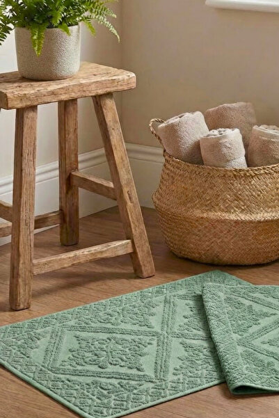 Valmia Home Set of 2 100% Cotton Luxury Jacquard Bath Foot Towels 50X70 cm