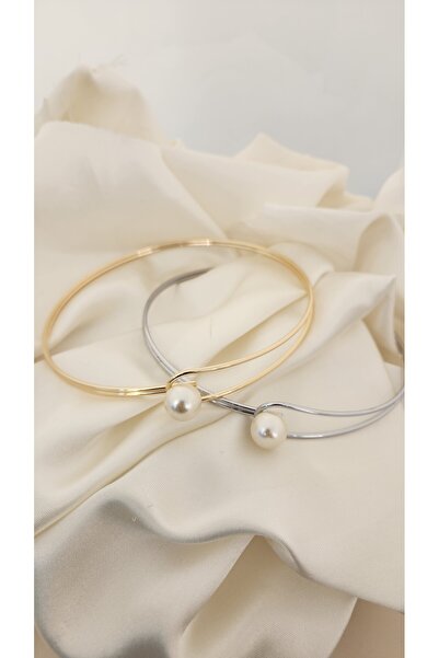 GLİTHE.CO Women's Silver Pearl Design Choker