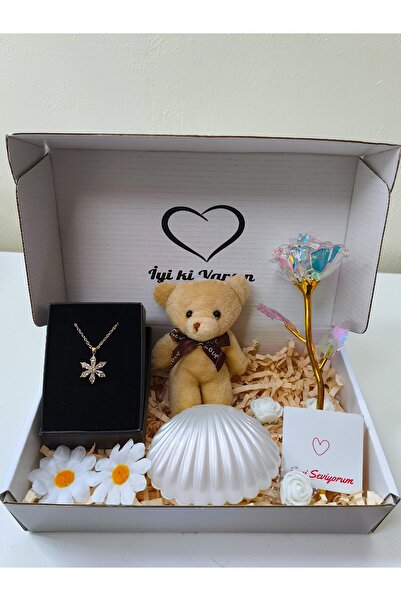 RAWEZON Gold Konsept-Çelik Gold Lotus Kolye-İstiridye Mum- Anahtarlık-Sonsuzl...