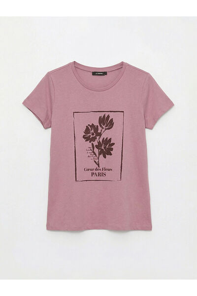 LC Waikiki Γυναικείο μπλουζάκι Özmarka New Season με στάμπα και λαιμόκοψη ποδ...