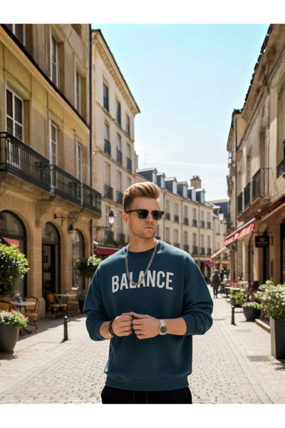 KVİNS Men's Black Oversize Sweatshirt - Comfortable Fit Cotton Top with Print...