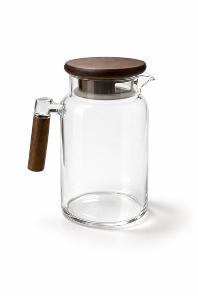 Mirilliahome Borosilikat Cam Sürahi - Akasya Kapaklı ve Saplı Isıya Dayanıklı...