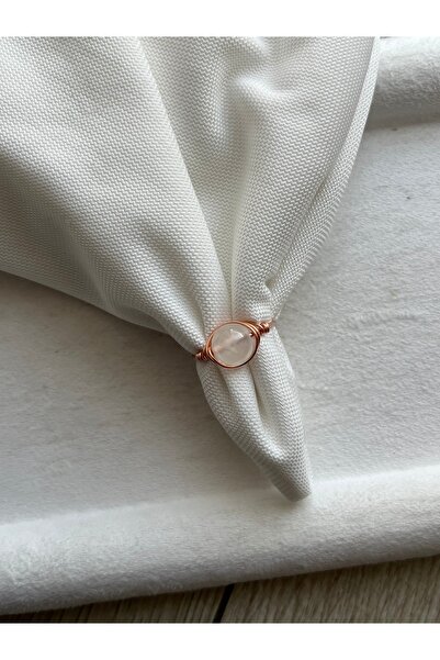 Pel Design 8 mm Selenite Stone Adjustable Wire Ring Handmade