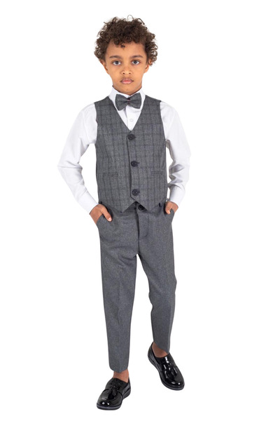 MiniKids Stylish 4-piece suit Tony dark grey 140 (9-10 years)