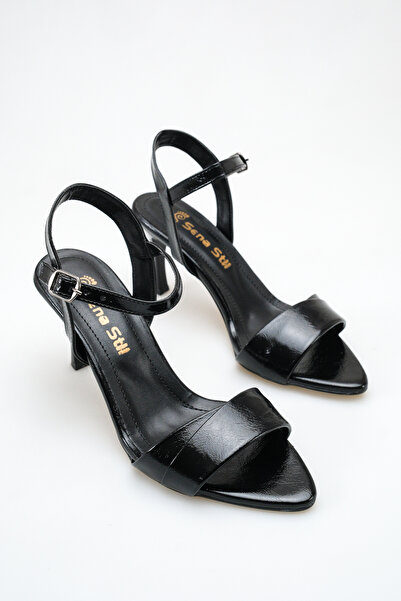 SENASTİL Patent Leather Pointed Toe Thin Heeled Stylish Women's Sandals