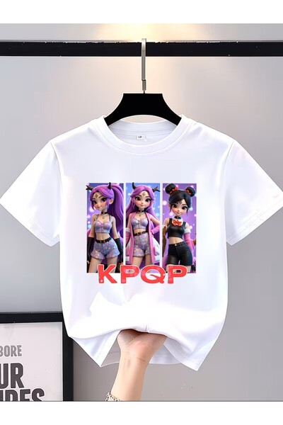 oneagılyazı Anime Karakter Baskılı Şık Kız Çocuk Kısa Kollu Tişört, Günlük ve...