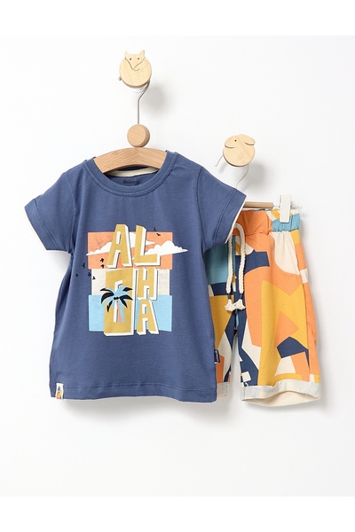 MiniKids Aloha summer set with navy blue pattern 110 (4-5 years)