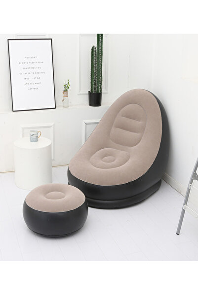 Generic Thickened Flocking Inflatable Sofa with Footstool Set–Lazy Sofa Bed f...