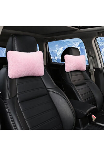 AYAZGRUP Pudra pembe 2'Li Premium Peluş Boyun Destek Yastığı Şık Tasarım- Kon...