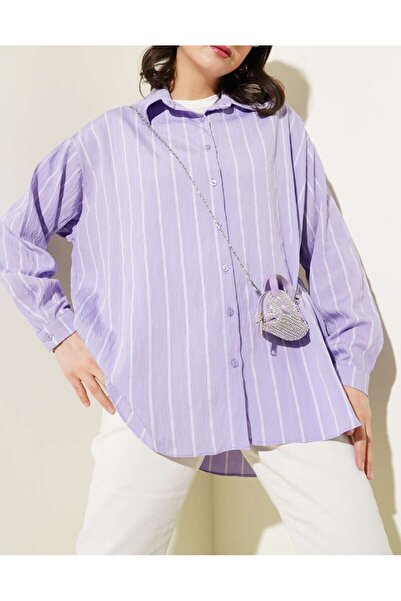 Burcia Back Double Pleated Striped Shirt