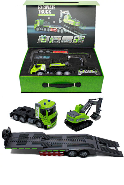 shop 57 cm Uzaktan Kumandalı Taşıyıcı Tır + Kepçe Seti | Tek Kumanda 2 Araç