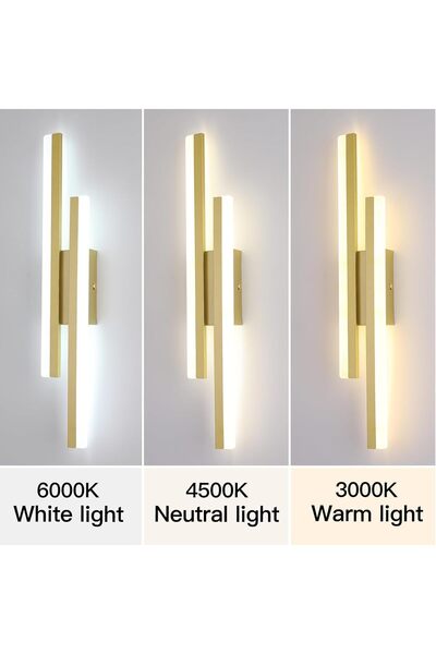 Generic Modern Gold LED Wall Sconce, Adjustable 3-Color Dimmable Wall Light 18W, Flush Mount Indoor Decorati