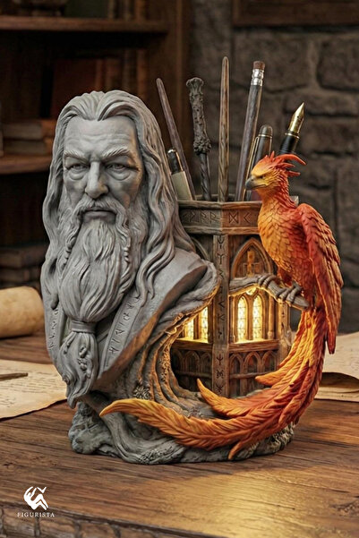 Figurista Harry Potter - Dumbledore Büst Kalemlik – 16K UHD Resin Baskı El Bo...