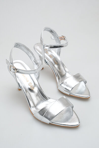 SENASTİL Patent Leather Pointed Toe Thin Heeled Stylish Women's Sandals