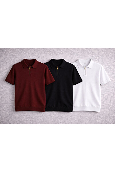 pepule Men's Knitwear Polo Collar Half Zipper T-Shirt Modern Cut Premium Qual...