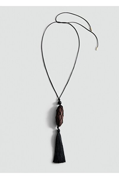 MANGO Woman Püsküllü boncuklu kolye