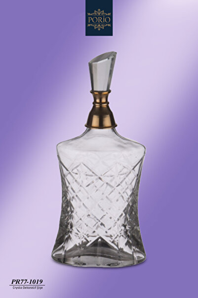 Porio Crysto Modern 32*14*8 cm Viski Karaf Şerbet Cam Dekoratif Şişe PR77-1019