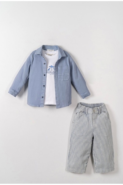 nk kids Limi Baby Boy & Kids Soft Texture Shirt Jacket Pants T-Shirt 3-Piece Set