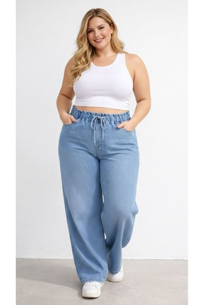 nd jeans New Season-High Waist Elastic Ice Wide Leg Pants - Flexible and Comfortable Cut Jeans