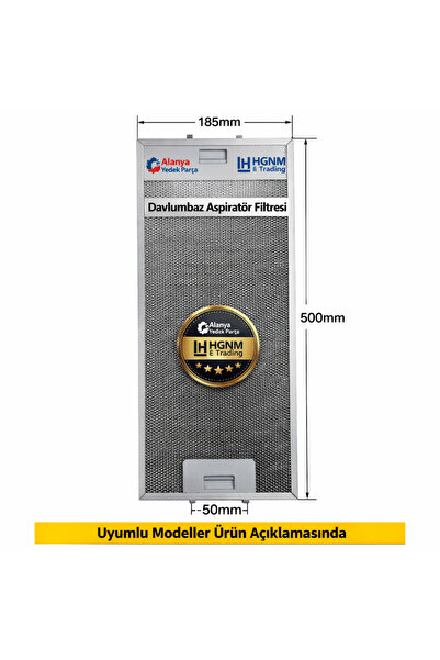 HGNM E Trading Beko 129721003 Uyumlu Aspiratör Metal Yağ Filtresi 183x500 / 1...