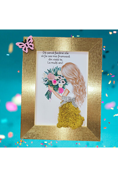 OEMS Tablou cu lichen decorat - „La mulți ani”