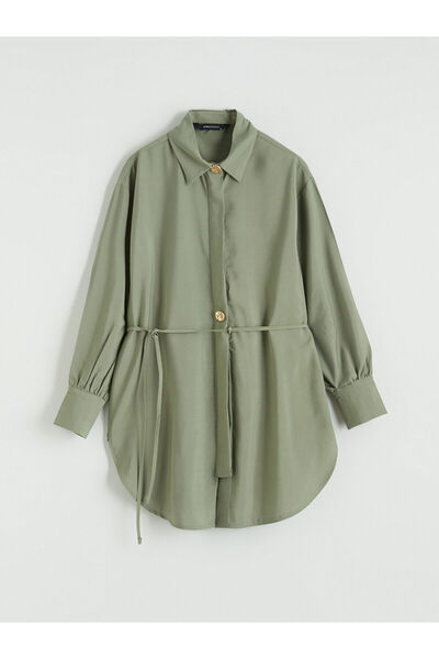 LC Waikiki Elsiva Collection Green Belted Women's Shirt Tunic