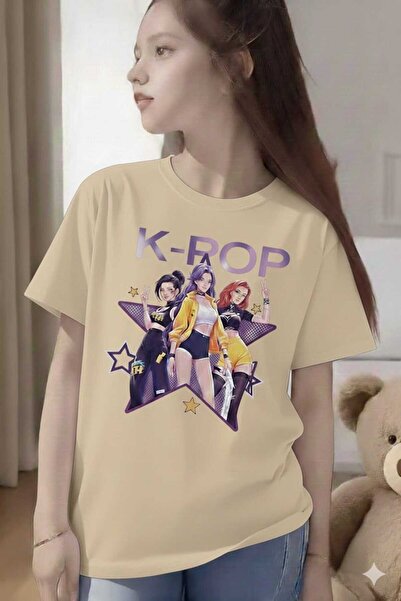 New Shine K-Pop Printed Beige Kids T-Shirt