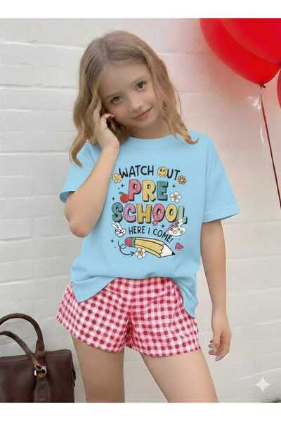 New Shine School Printed Baby Blue Kids T-Shirt