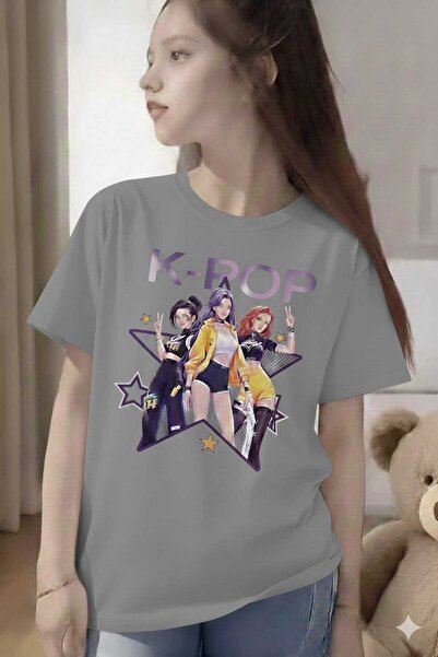 New Shine K-Pop Printed Gray Kids T-Shirt