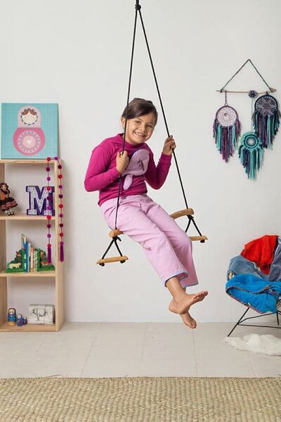 elisalife Basic Duyusal Trapez Salıncak Çocuk Aktivite Jimnastik Gelişim Salıncağı Naturel Ahşap