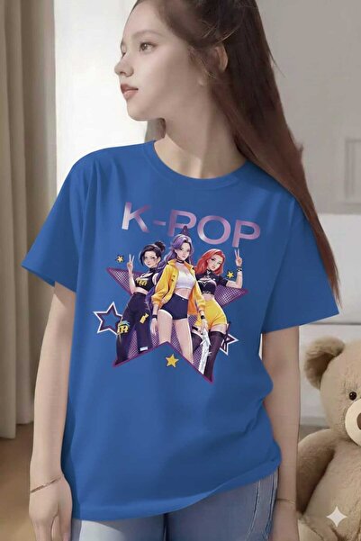 New Shine K-Pop Printed Saks Blue Kids T-Shirt