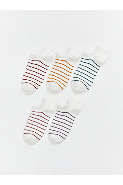 LC Waikiki Rmz Gi̇yi̇m Farkiyla Striped Women's Sneaker Socks 5-Pack