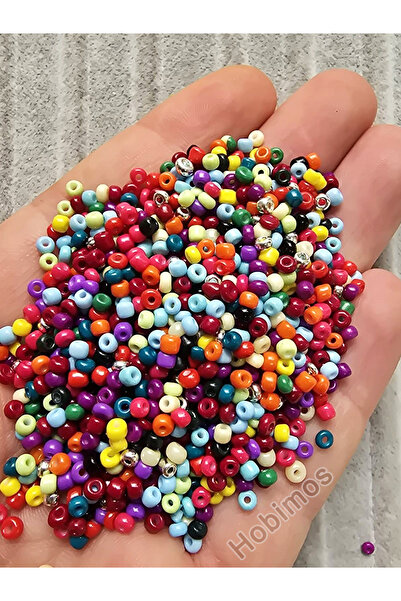 Hobimos 200 Adet 3 mm Karışık Renkli 8/0 Cam Kum Boncuk - Takı, Aksesuar, Kol...