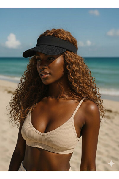 ADT Black Sunscreen Imported Foldable Crtl Straw Visor-Tennis-Golf Hat