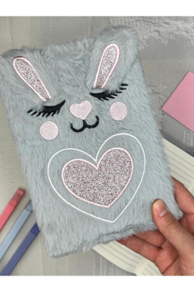 ZeCo Collection Plush Rabbit Patterned Daily Gray/ Scrapbook Notebook