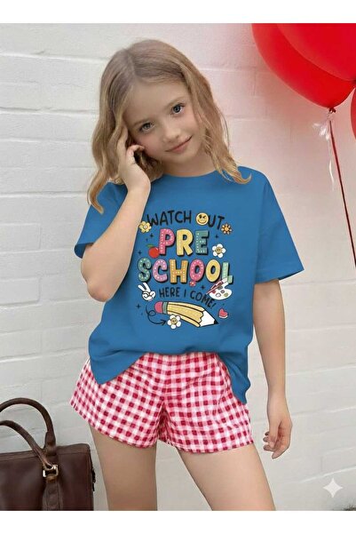 New Shine School Printed Saks Blue Kids T-Shirt