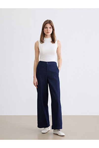 LC Waikiki Indigo High Waist Wideleg Women's Jean Trousers
