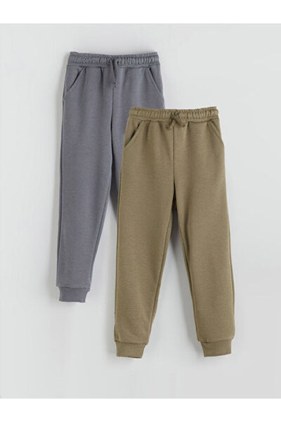LC Waikiki Rmz Gi̇yi̇m Farkiyla Boys' Sweatpants with Waist Cord, Pack of 2