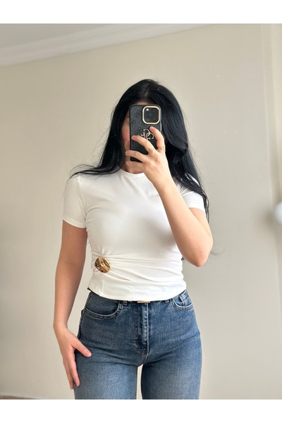 YELZEY BUTİK Gold Buckle Crop Body